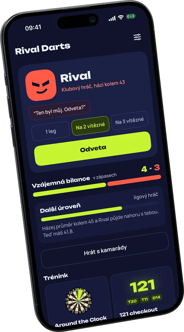 Úvodní obrazovka: Rival, jeho hláška, formát zápasu a vzájemná bilance 4:3 v zápasech.
