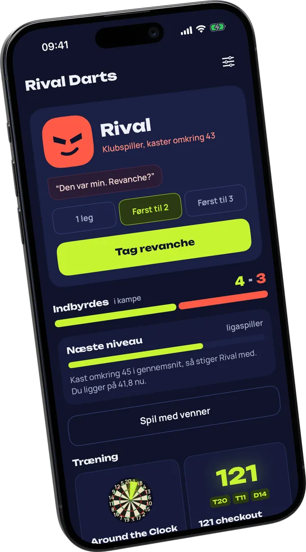 Startskærmen: Rival, hans replik, kampformatet og den indbyrdes stilling på 4-3 i kampe.