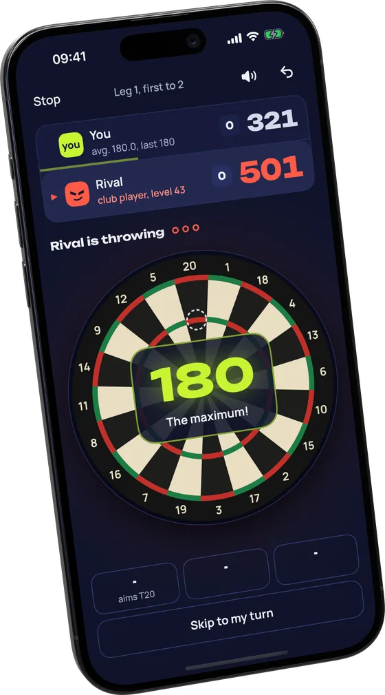 A banner over the board reading 180, the maximum.